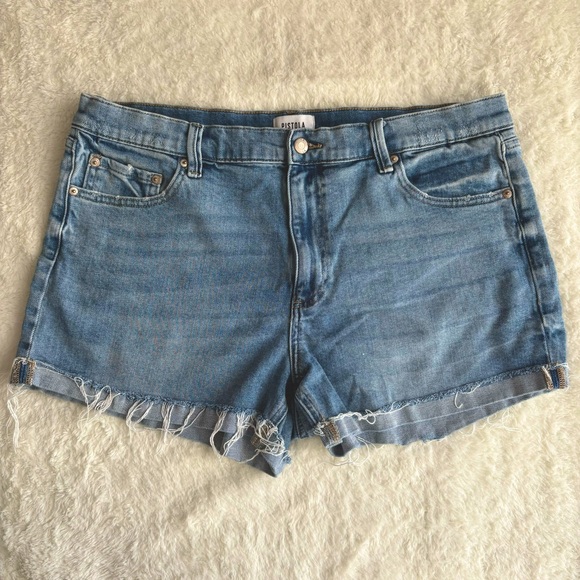 pistola Pants - Pistola Revolve Blue Denim Frayed Hem Cut Off Jean Shorts Size 33